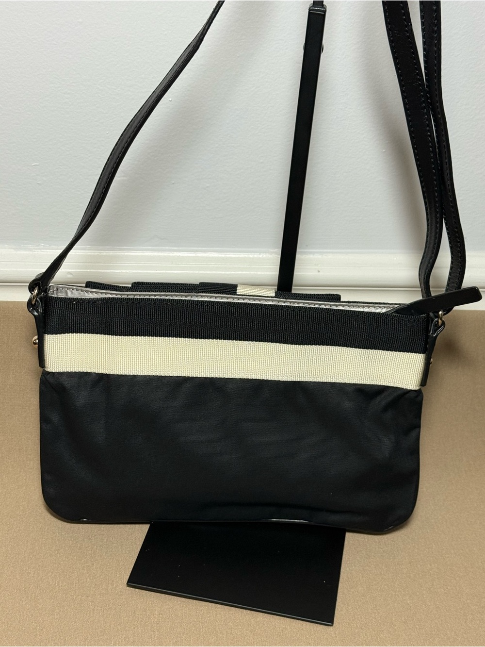 Kate Spade Barrow Street Tenley Nylon Bow Crossbody - Black/Cream - Picture 3 of 10